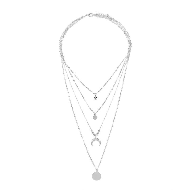 Elegant Multi-layer Moon Pendant Necklace - Luxury Look