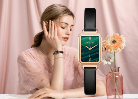 Ladies Malachite Small Green Retro Square Waterproof Watch - Luxury Look