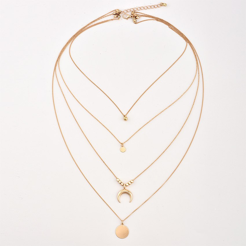 Elegant Multi-layer Moon Pendant Necklace - Luxury Look