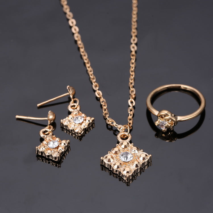 Diamond necklace, earring, ring jewelry set - Luxury Look