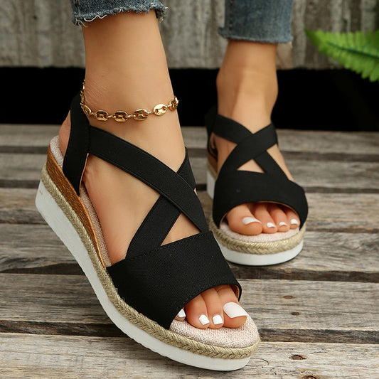 Women Cross-strap Wedge Sandals - Luxury Look