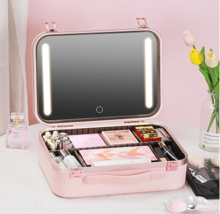 Fashionable Large Capacity Cosmetic Case With Light