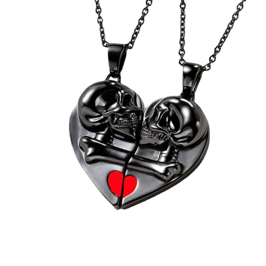 Halloween Skull Heart-shaped Magnetic Necklace