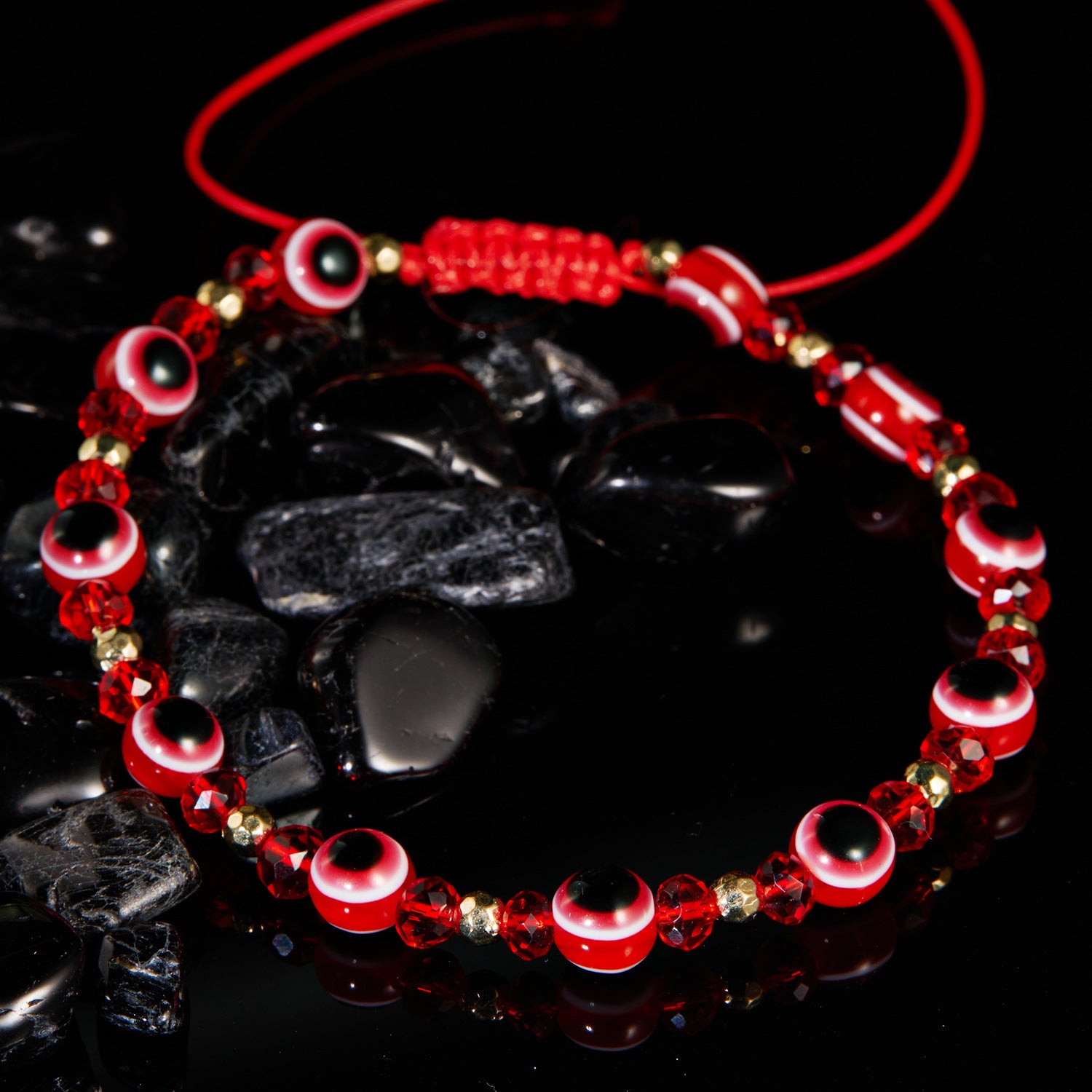 Eye Crystal Bead Pull Adjustable Bracelet - Luxury Look