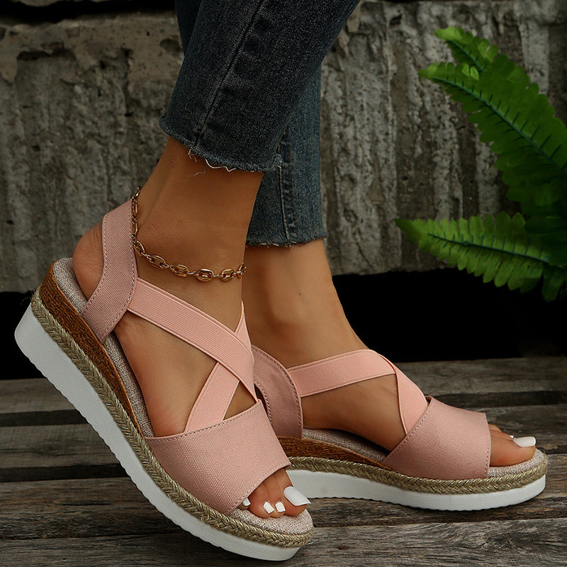 Women Cross-strap Wedge Sandals - Luxury Look