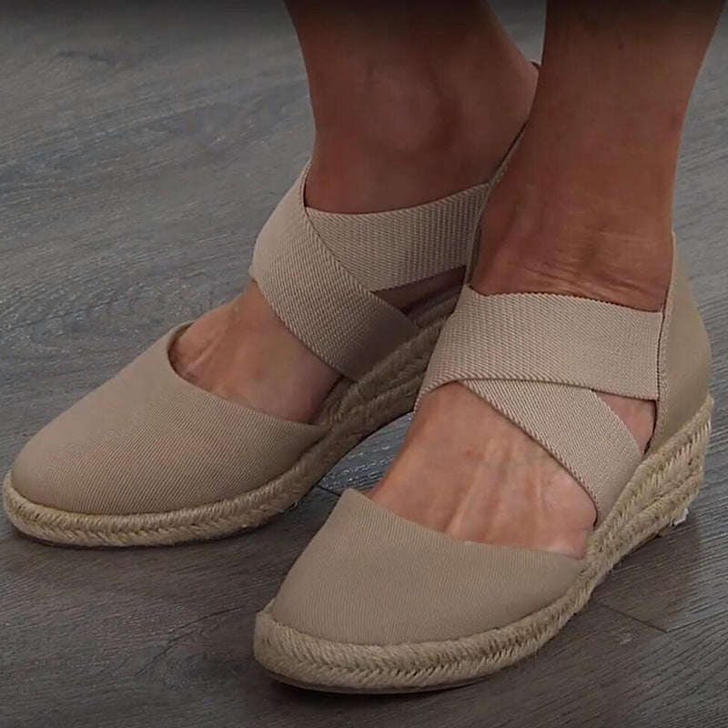 Women's Casual Slope Heel Hollow Roman Shoes - Luxury Look