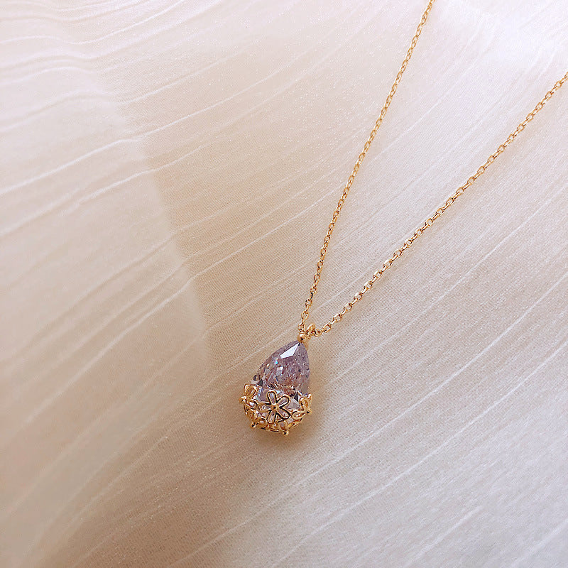 Women Crystal Water Drop  Necklace - Luxury Look