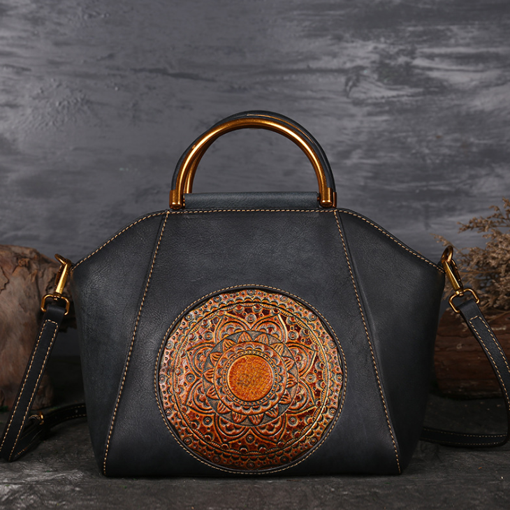 Genuine Embossed Leather Bag - Luxury Look