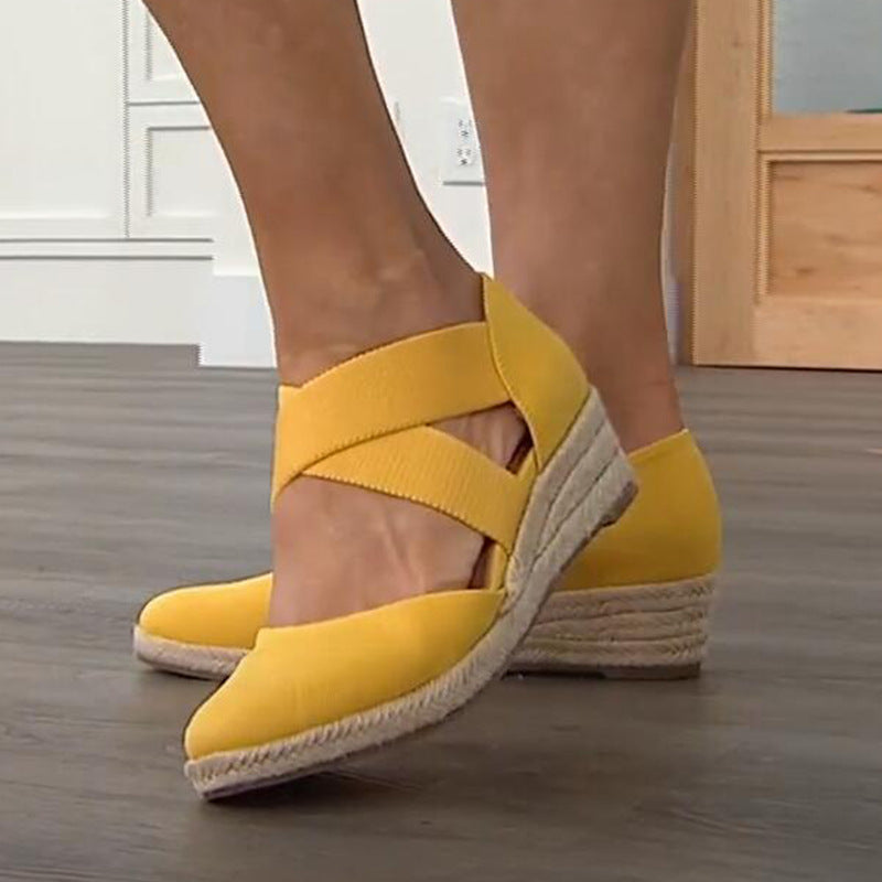 Women's Casual Slope Heel Hollow Roman Shoes - Luxury Look