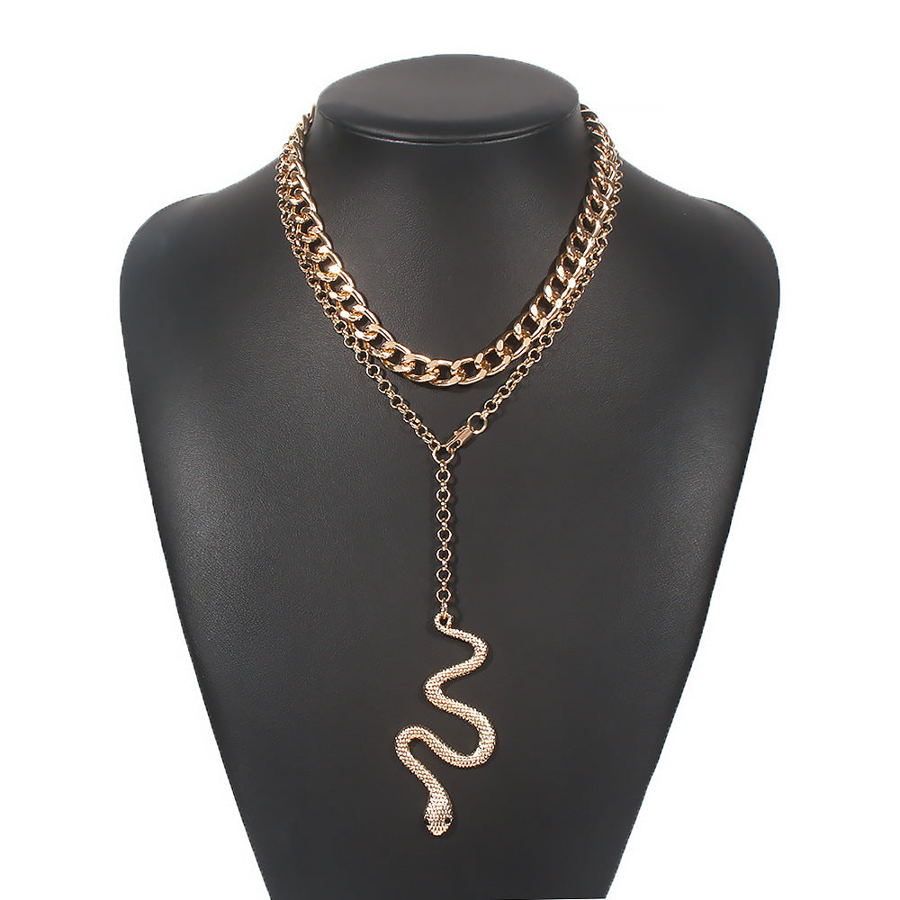 Snake Shaped Necklace Set - Luxury Look