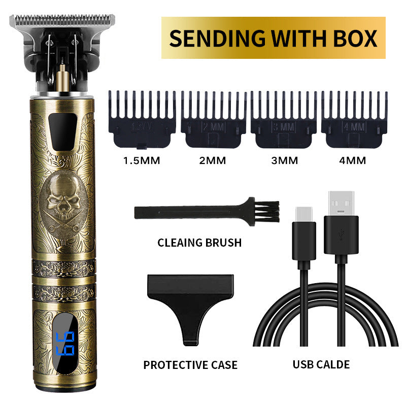 Push White Gradient Oil Head Engraving Clipper - Nicked Hair Clipper - Luxury Look